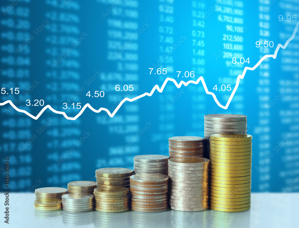 Coins graph stock market