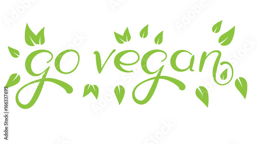 Calligraphy Go Vegan. Vector hand drawn sign.