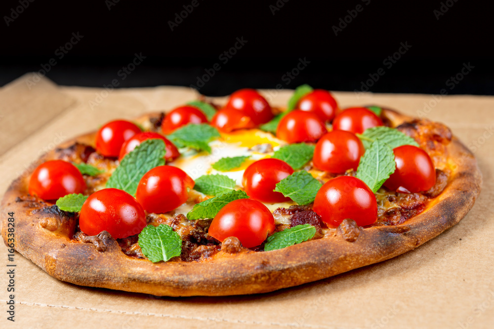 tasty pizza on a the table tasty pizza on a the table