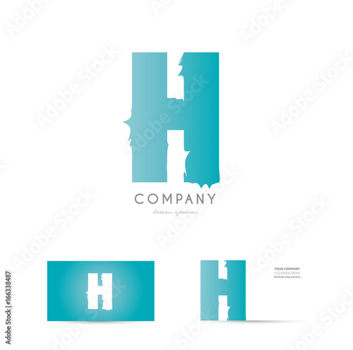 H blue letter alphabet logo vector icon design