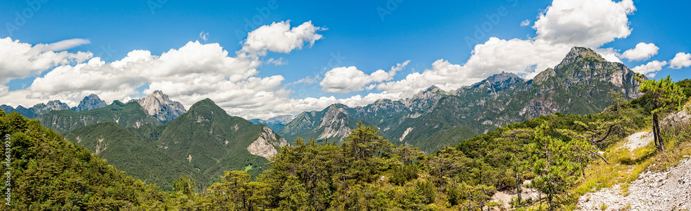 Beatiful panorama of Italian Alps in summer day.