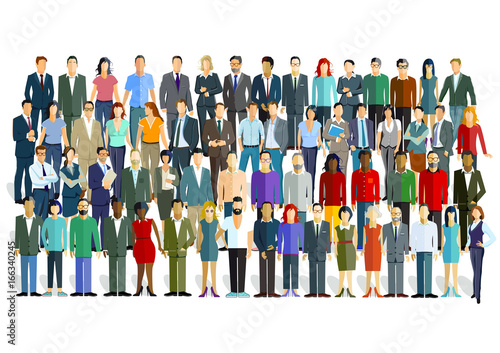große Personengruppe auf weiß, Illustration