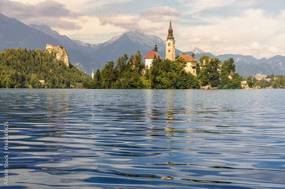Bled island on a summer day.