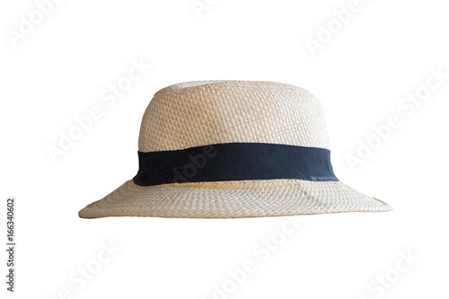 Vintage Straw hat fasion isolated on white background with clipping path