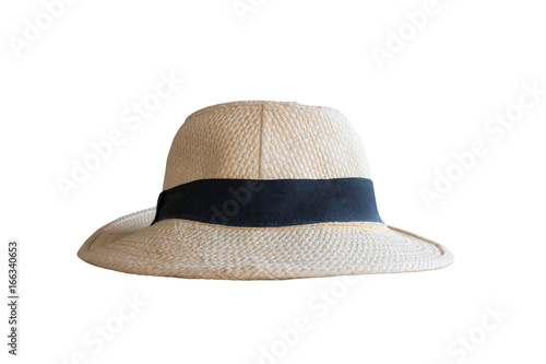 Vintage Straw hat fasion isolated on white background
