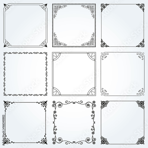 Decorative frames and borders square set 2 vector