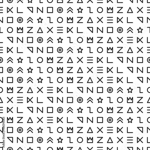 Retro memphis geometric line shapes seamless patterns. Hipster fashion 80-90s. Abstract jumble textures. Black and white. Zigzag lines. Triangle. Memphis style for printing, website, design, poster.