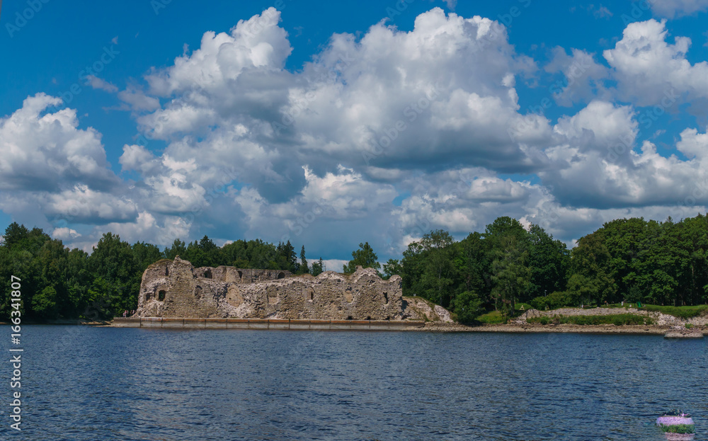 Ruins of the castle in Koknese in Latvia.July 2017