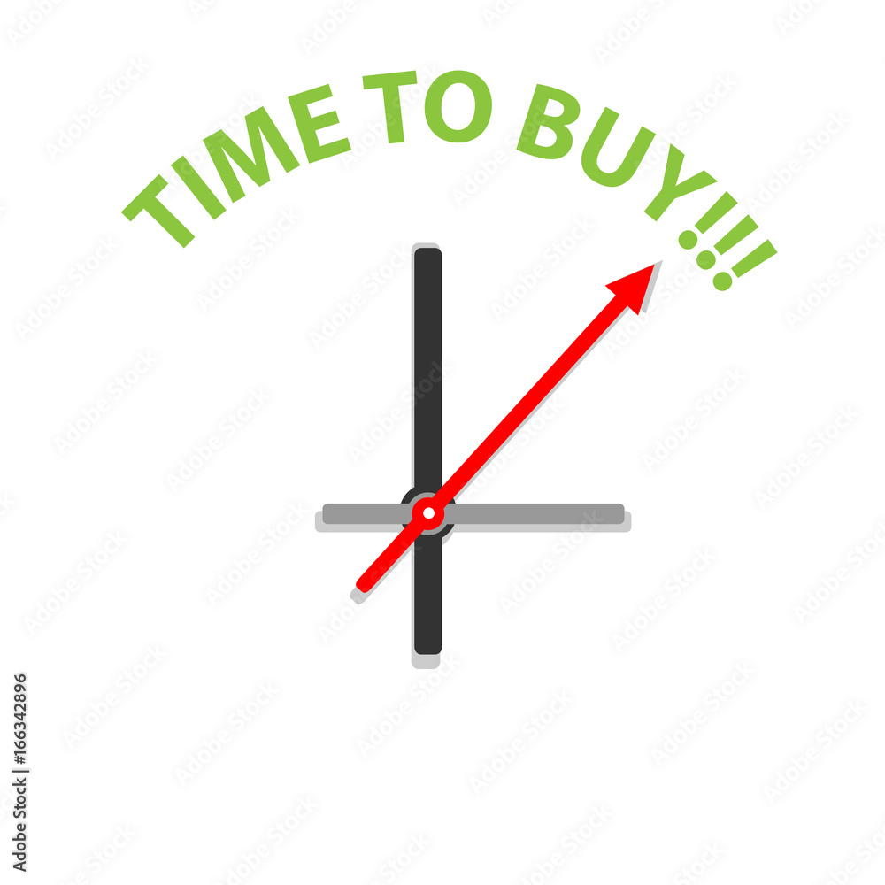 Clock with text time to buy isolated on white background. Clock with text time to buy isolated on white background.