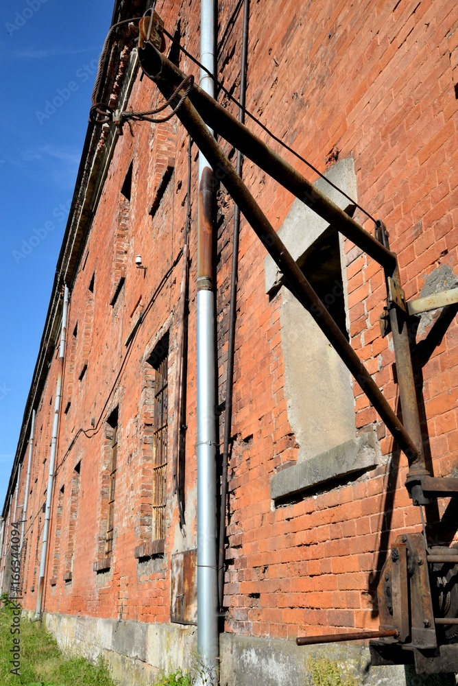 Historic fortress Modlin building barracks and bullet traces