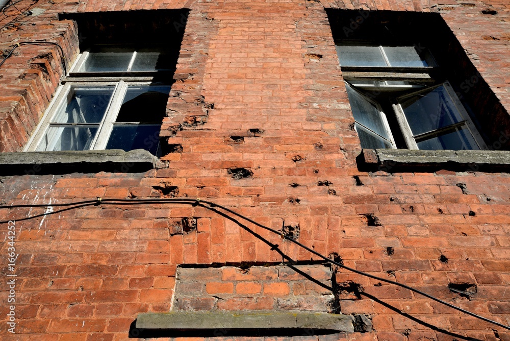 Historic fortress Modlin building barracks and bullet traces