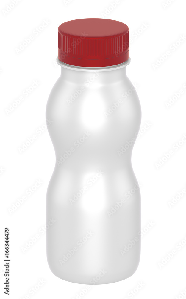 3D realistic render of milk or yogurt plastic bottle with green lid on white background. Clipping path 3D realistic render of milk or yogurt plastic bottle with green lid on white background. Clipping path