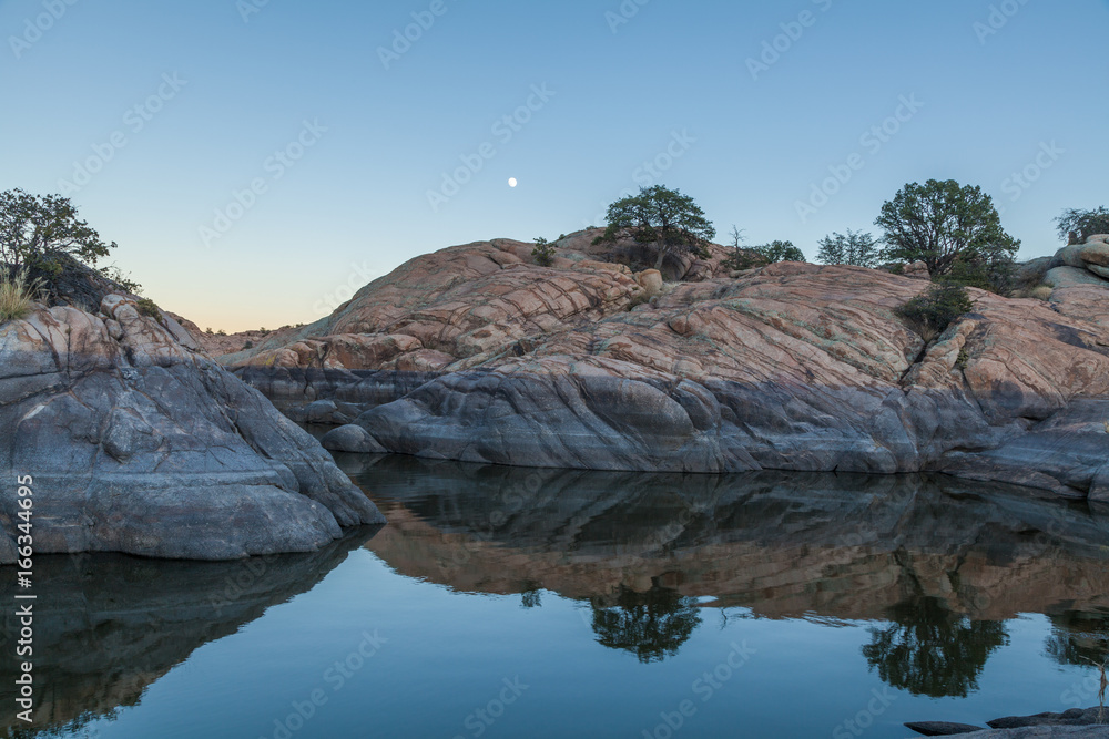 Willow Lake Moonrise Reflection