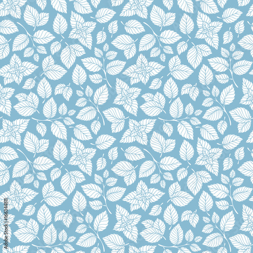 Hand drawn vector seamless pattern with mint leaves