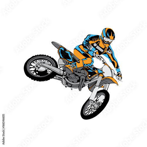 motocross rider badge logo design vector illustration