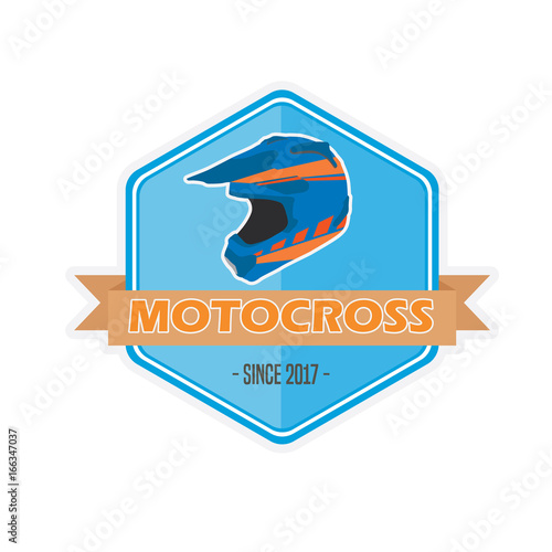 motocross helmet badge logo emblem vector illustration