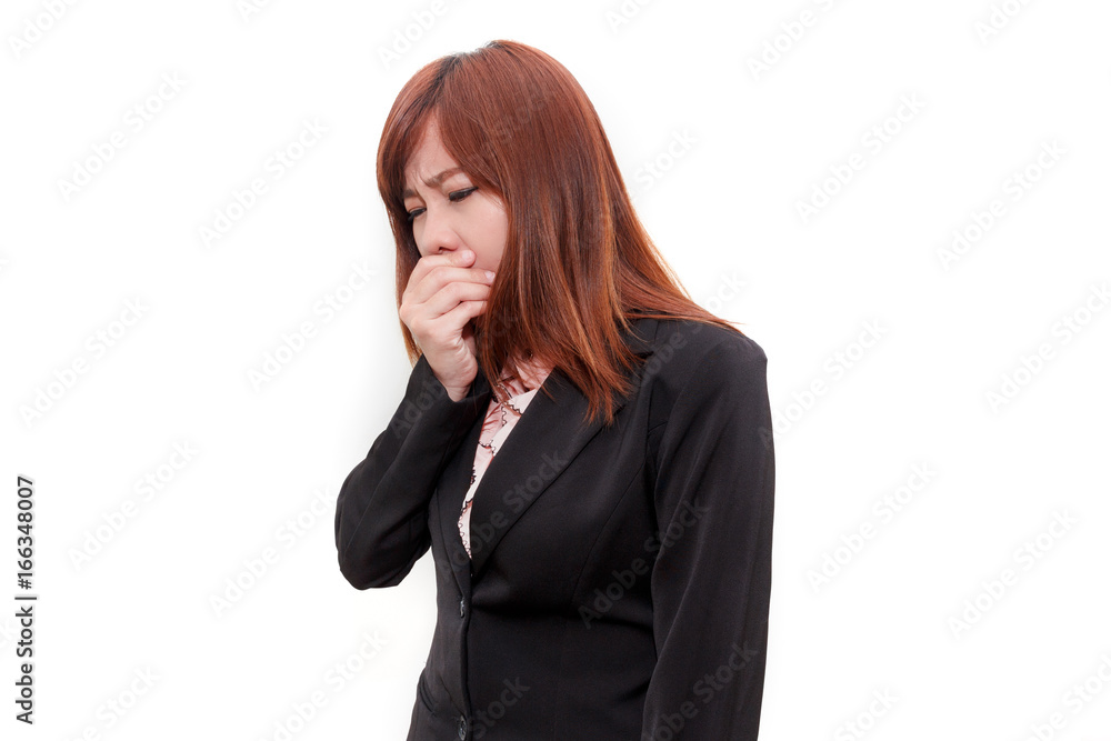 Businesswoman with illness or coughing- health concept. Businesswoman with illness or coughing- health concept.
