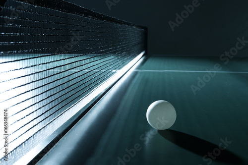 close up ping pong table and ball