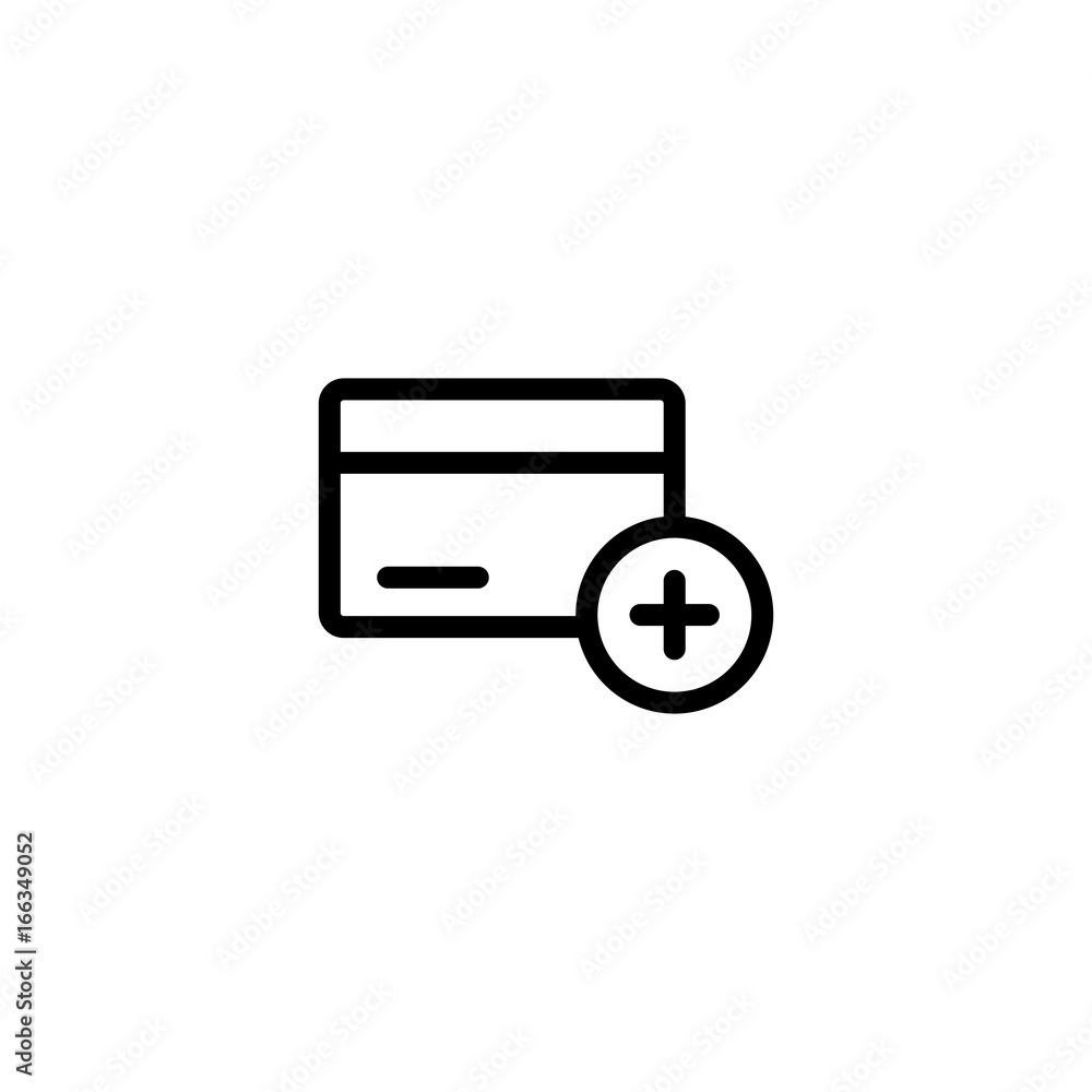 debit card with plus line black icon debit card with plus line black icon