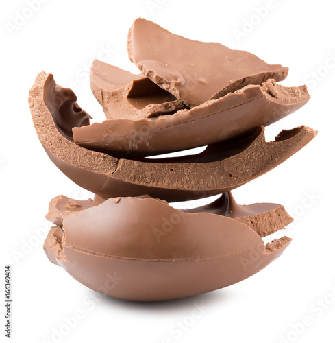milk chocolate pieces isolated on a white background