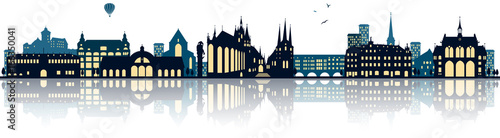 Erfurt Thüringen Deutschland Skyline Silhouette Panorama mit Dom