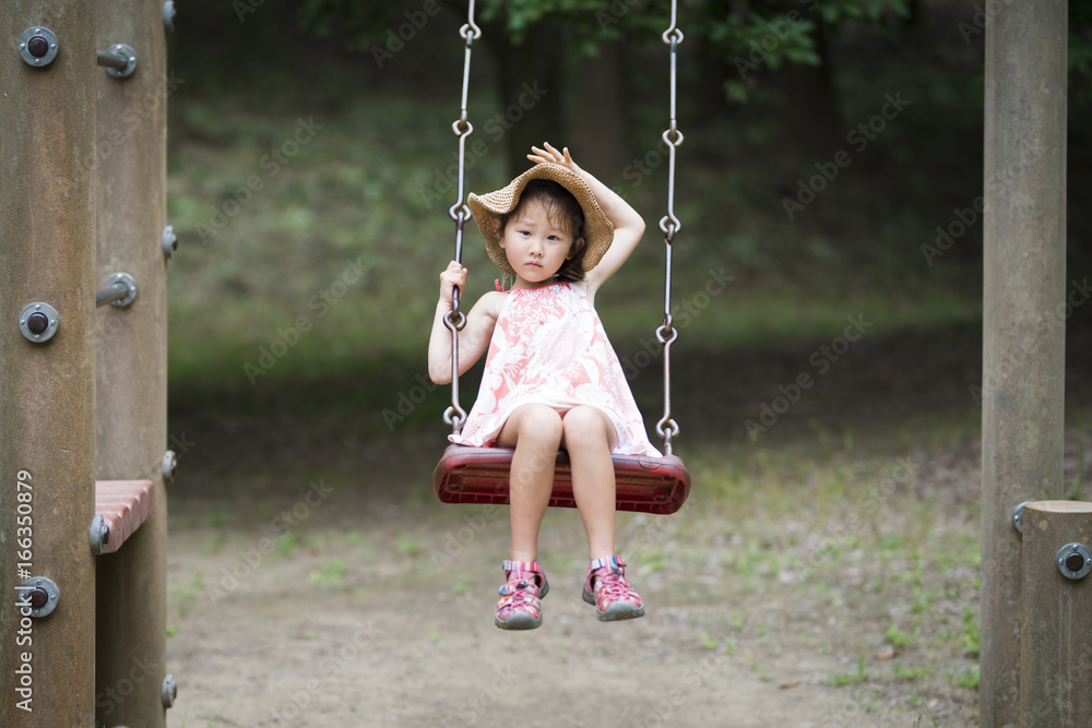 Little girl playing with swing Little girl playing with swing