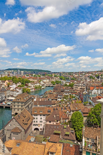 Wallpaper Mural View over Zurich, old traditional houses downtown near river limat Torontodigital.ca