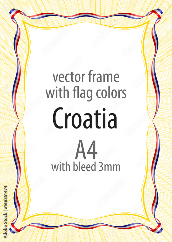 Frame and border of ribbon with the colors of the Croatia flag