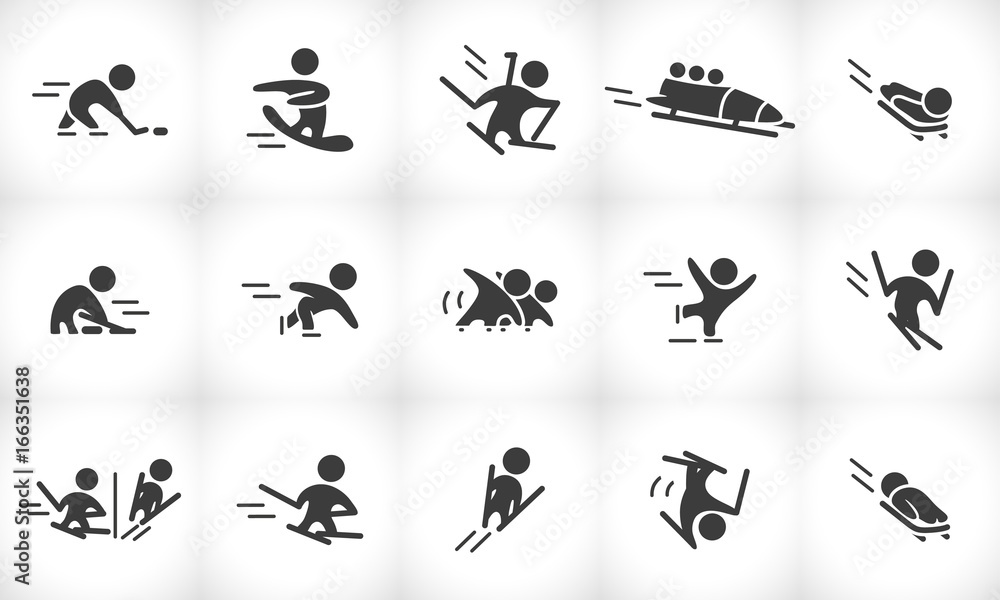 Vector flat winter sport pictogram collection isolated.
