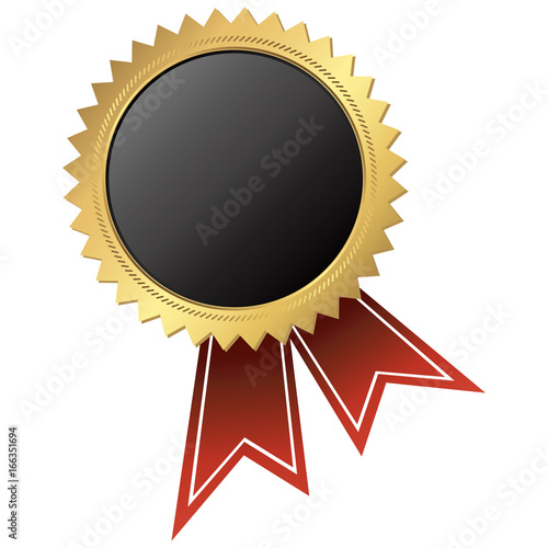 gold button with ribbon