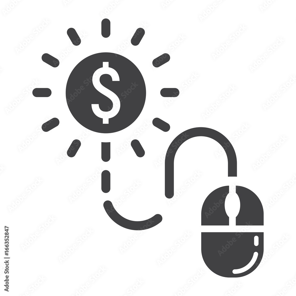 Pay per click glyph icon, seo and development, mouse sign vector graphics, a solid pattern on a white background, eps 10. Pay per click glyph icon, seo and development, mouse sign vector graphics, a solid pattern on a white background, eps 10.