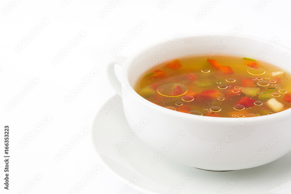 Vegetable soup isolated on white background
Vegetable soup isolated on white background