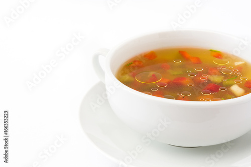 Vegetable soup isolated on white background