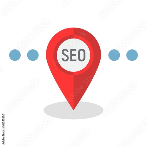 Local SEO flat icon, seo and development, pin sign vector graphics, a colorful solid pattern on a white background, eps 10.