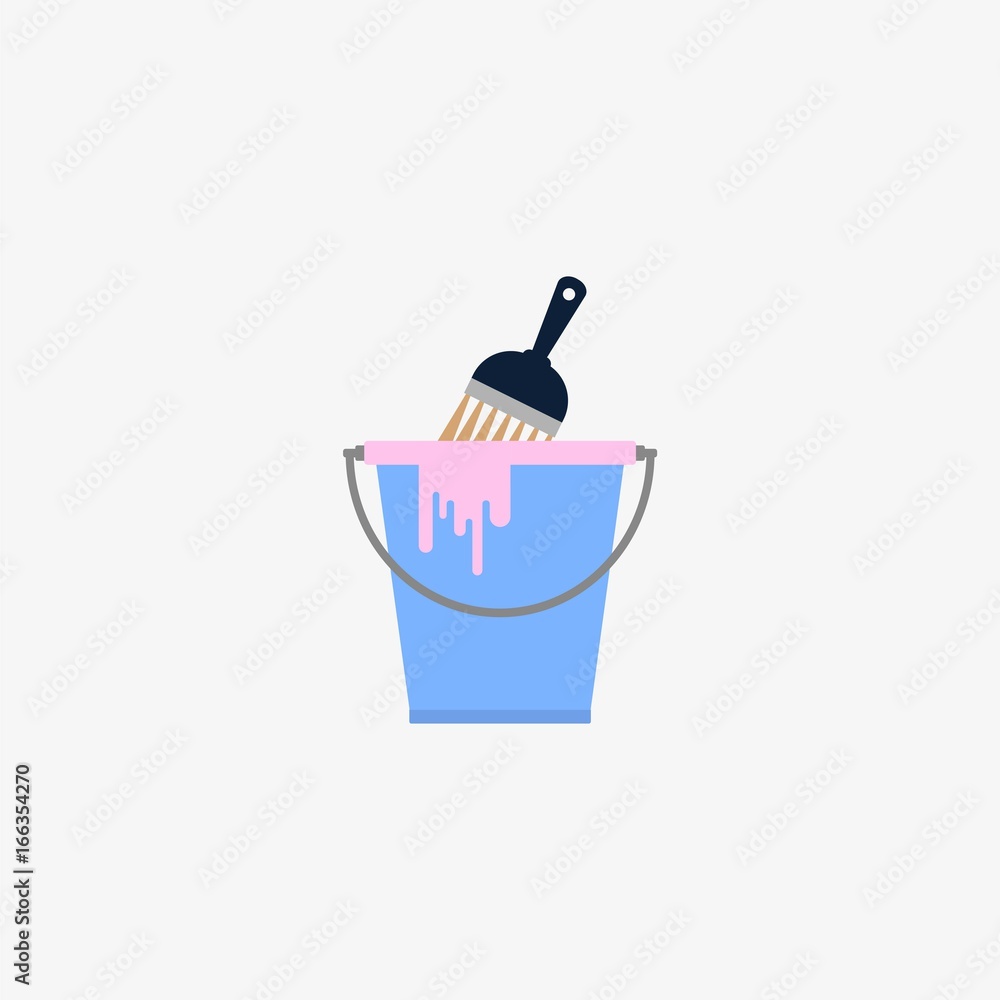 paint bucket with paintbrush paint bucket with paintbrush