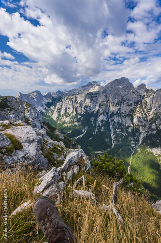 Views of Krma valley from Debela Pec mountain in Triglav National Park