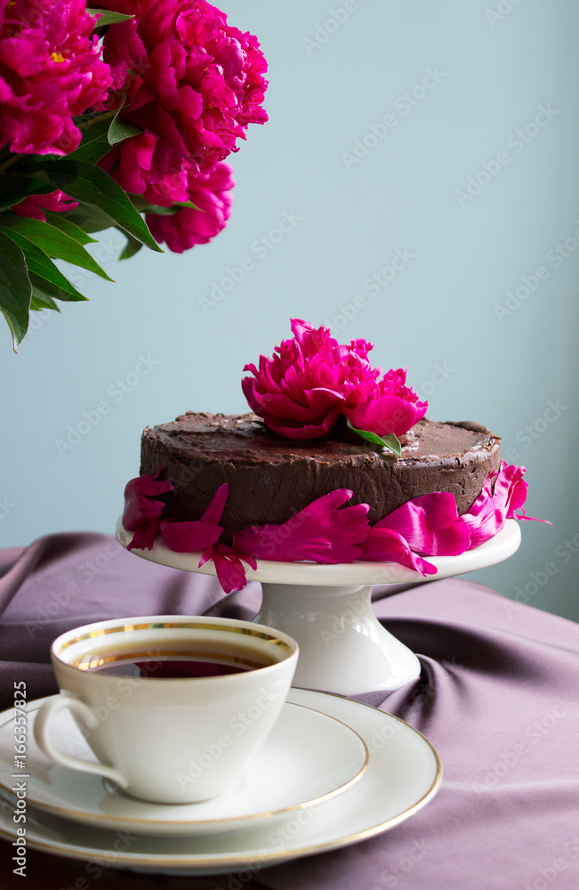 Homemade chocolate cake with prunes. Homemade chocolate cake with prunes.