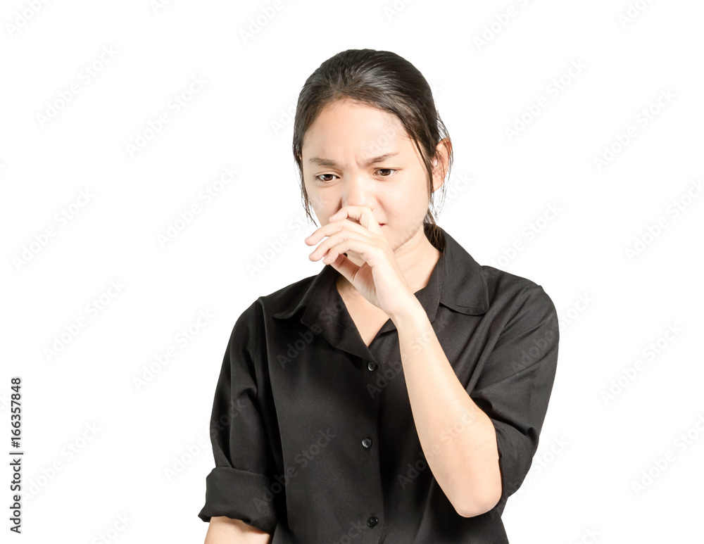 Portrait of an angry asian woman. Isolated full length on white background with clipping path Portrait of an angry asian woman. Isolated full length on white background with clipping path