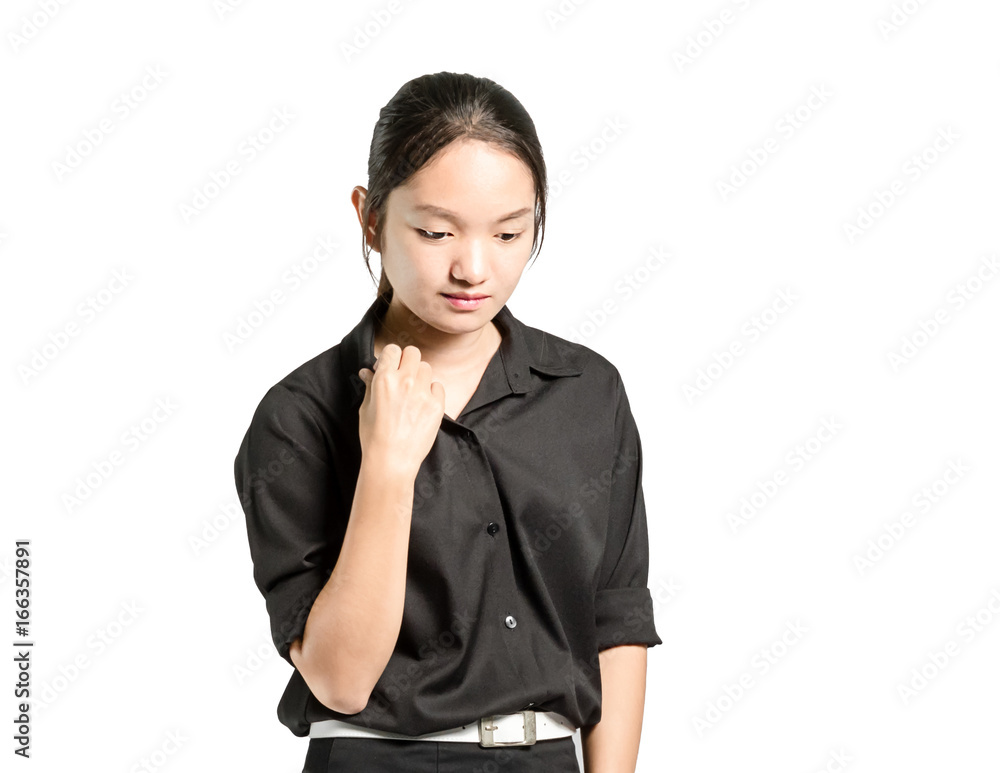 Portrait of a beautiful asian business woman is smiling. Isolated on white background with copy space and clipping path Portrait of a beautiful asian business woman is smiling. Isolated on white background with copy space and clipping path