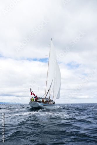 Schooner Passing Cloud Under Sail