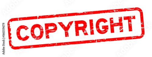 Grunge red copyright square rubber seal stamp on white background