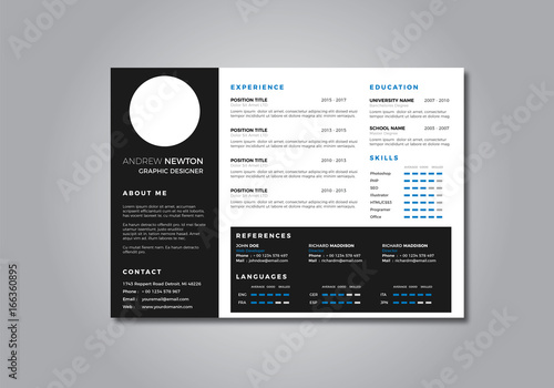 CV Resume Clean Design Vector Template / Curriculum Vitae