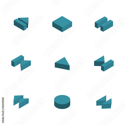 Multimedia buttons isometric, vector illustration.