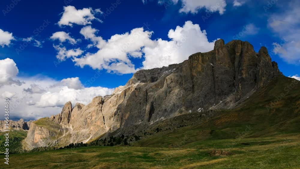 4K Time lapse rolling clouds over mountain mountain peak, Dolomites Alps, Italy 4K Time lapse rolling clouds over mountain mountain peak, Dolomites Alps, Italy