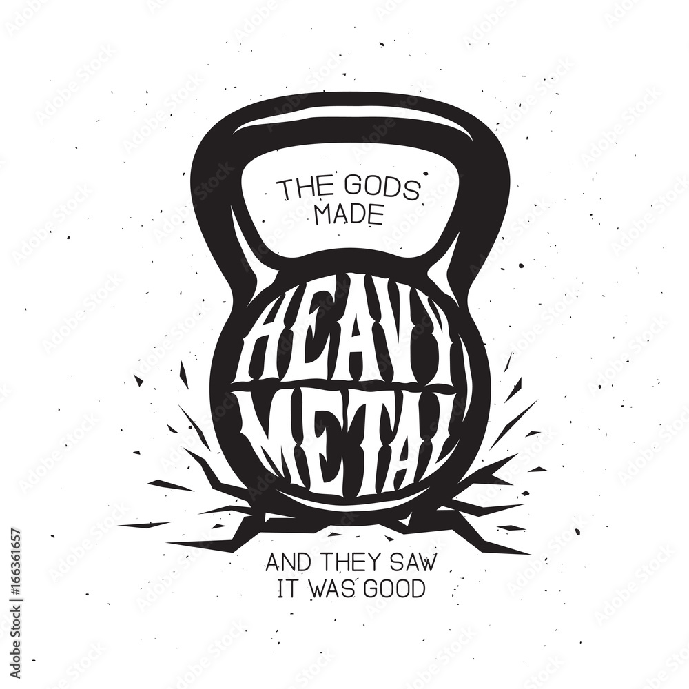 Heavy metal kettlebell t-shirt design. Vector vintage illustration. Stock  Vector | Adobe Stock