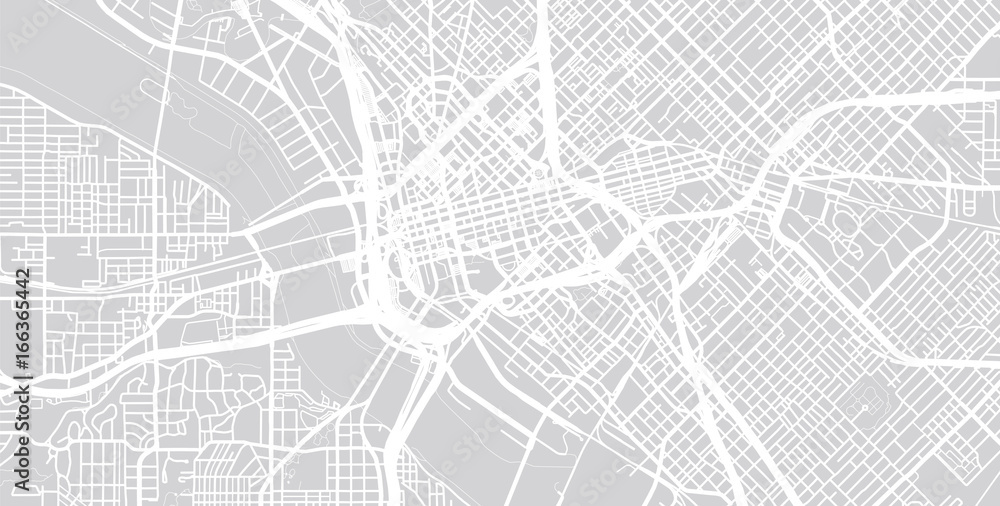 Urban city map of Dallas, Texas