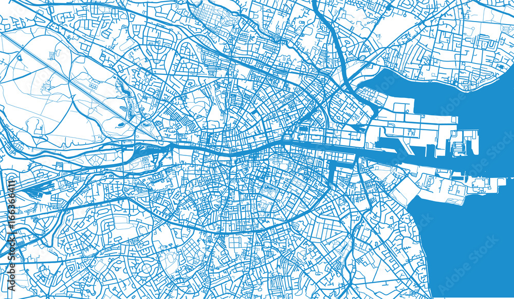 Obraz premium Mapa miejskiego miasta Dublina, Irlandia
