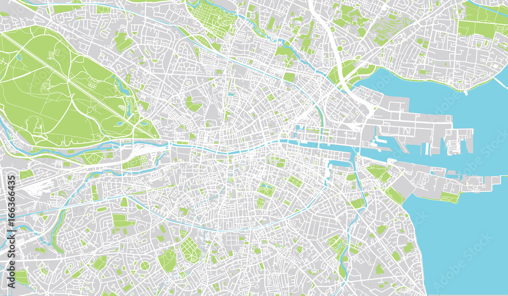 Obraz premium Miejska mapa miasta Dublina, Irlandia