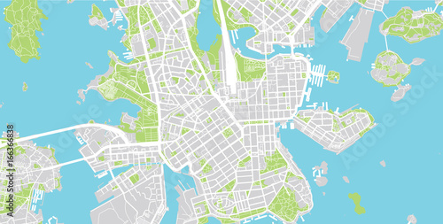 Urban city map of Helsinki, Finland