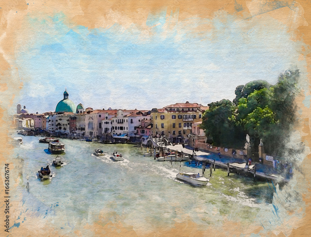 Watercolor pattern of Venice